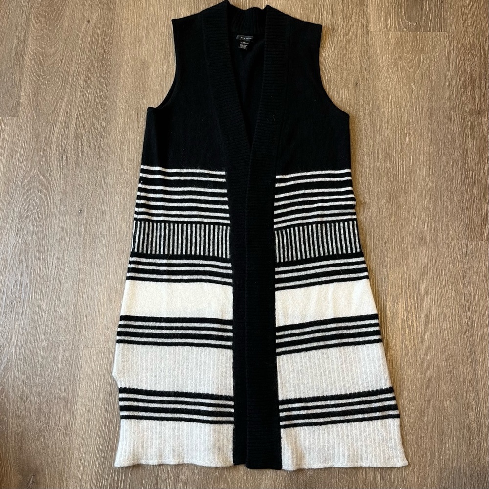 ONLY MINE STRIPED LONG SWEATER CARDIGAN VEST CASHMERE